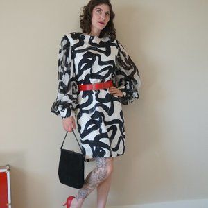 Vintage Stanley Sherman Brush Print Silk Dress